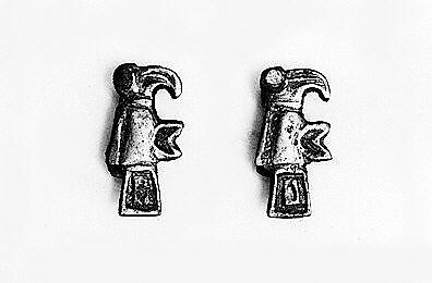 Bird-Shaped Brooch, Copper with gilt surface; blue glass, Frankish