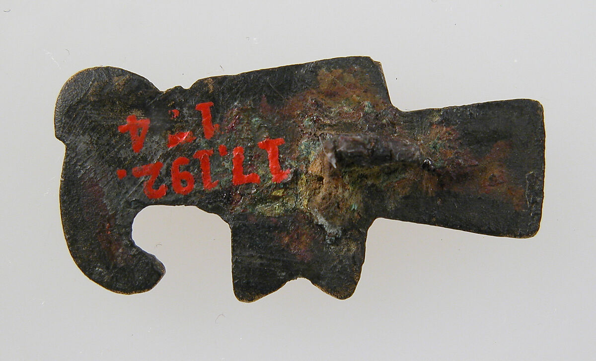 Bird-Shaped Brooch, Copper with gilt surface; blue glass, Frankish