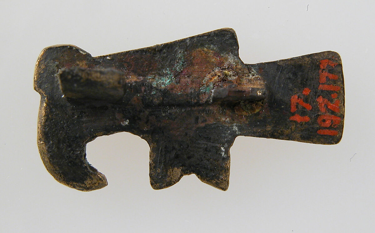Bird-Shaped Brooch, Gilded copper and blue glass, Frankish