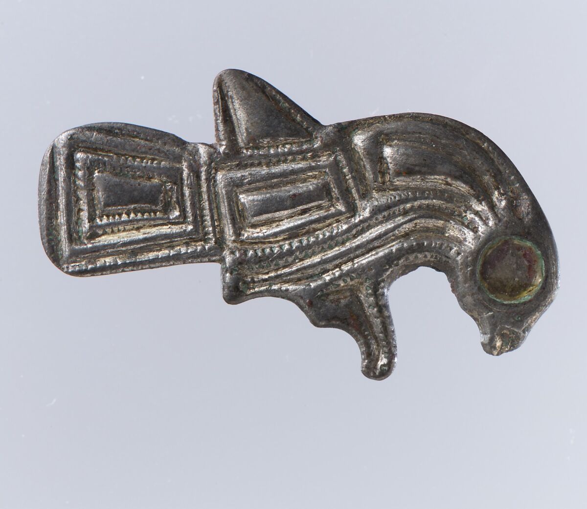 Bird-Shaped Brooch, Silver-gilt, glass paste, Frankish 