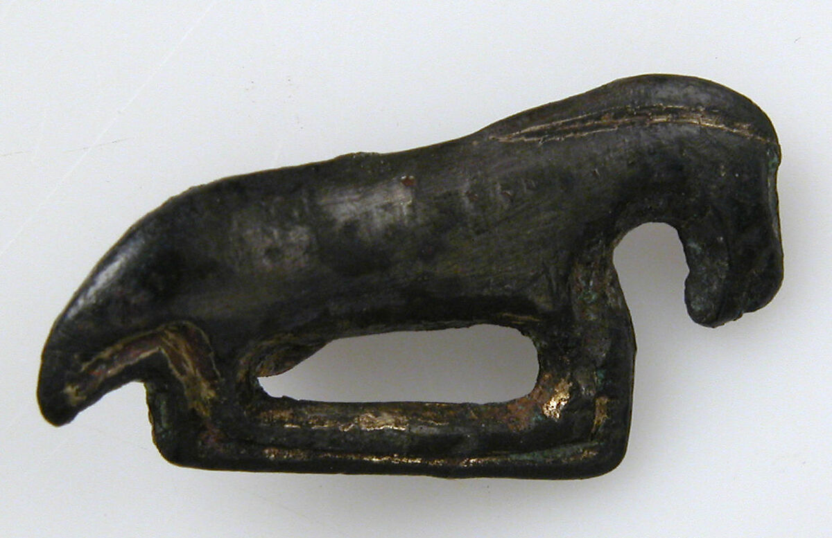 Horse-Shaped Brooch, Copper alloy, gilt, Frankish 