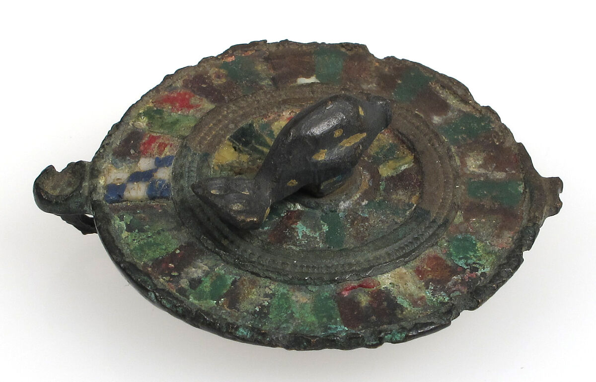 Disk Brooch, Champlevé enamel, copper alloy, Roman