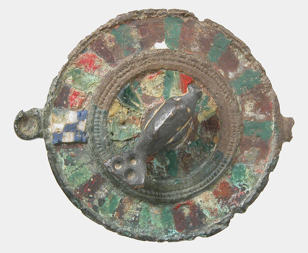 Disk Brooch, Champlevé enamel, copper alloy, Roman 