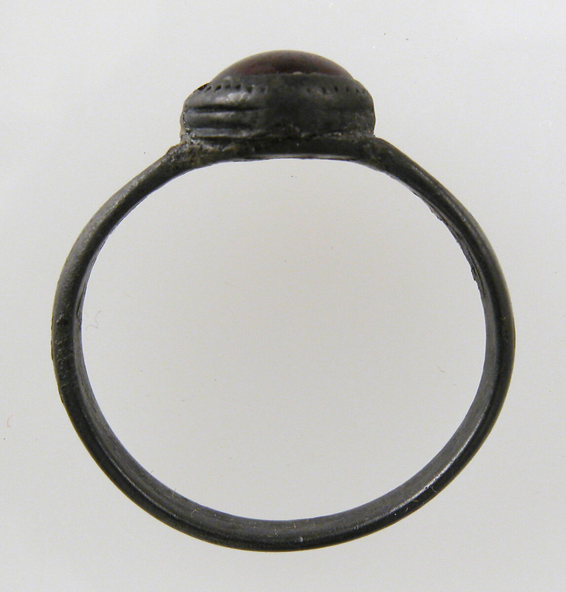 Finger Ring, Silver, garnet or glass paste cabochon, Frankish