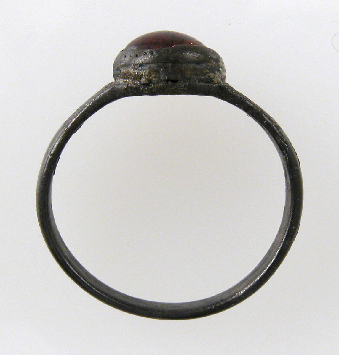 Finger Ring, Silver, garnet or glass paste cabochon, Frankish
