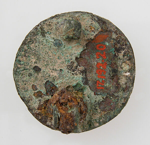 Disk Brooch, Copper alloy, gold foil, glass paste, remnants of iron pin, European