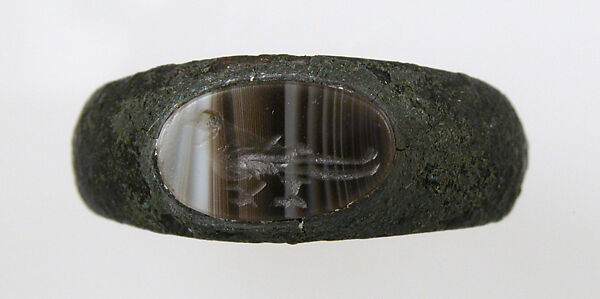 Finger Ring, Bronze, jasper intaglio, European