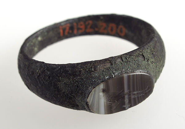 Finger Ring, Bronze, jasper intaglio, European