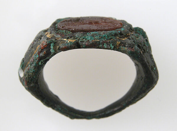 Finger Ring, Copper alloy, partial gilt, mock intaglio, European