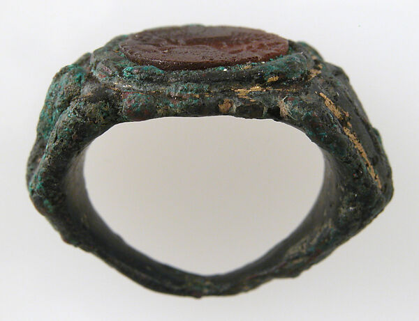 Finger Ring, Copper alloy, partial gilt, mock intaglio, European