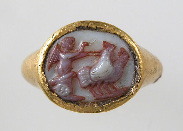 Finger Ring, Gold, red & white cameo, European