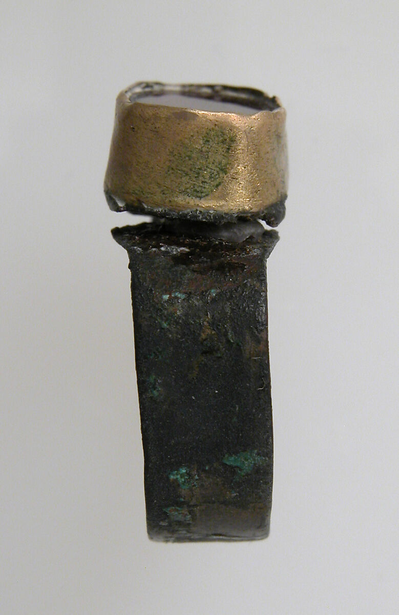 Finger Ring, Silver, gold bezel, glass paste or carnelian(?), Frankish