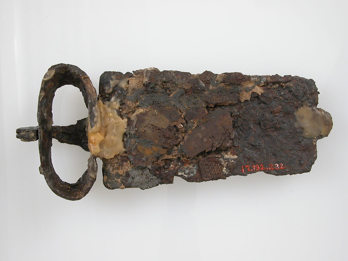 Belt Buckle, Iron, silver inlay, bronze, Frankish or Burgundian