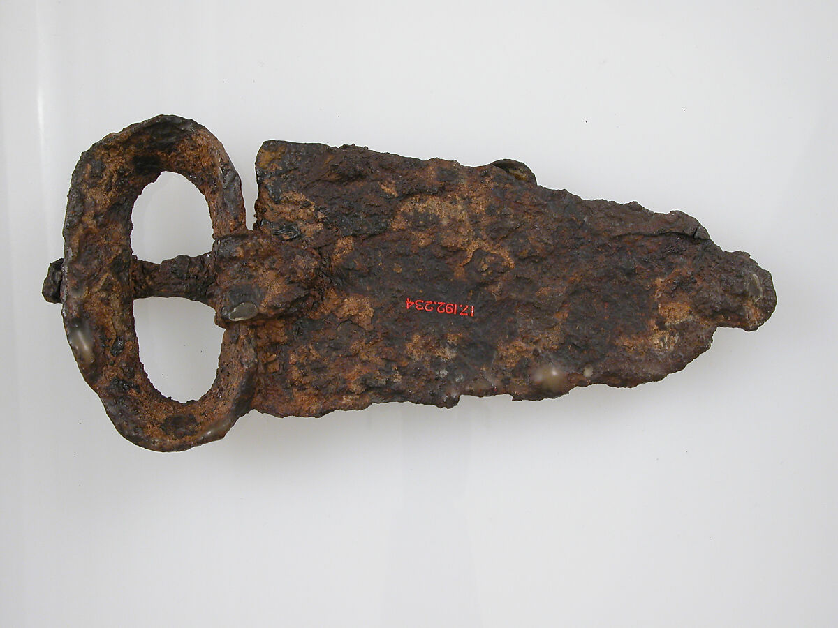 Belt Buckle, Iron, silver inlay, bronze, Frankish or Burgundian