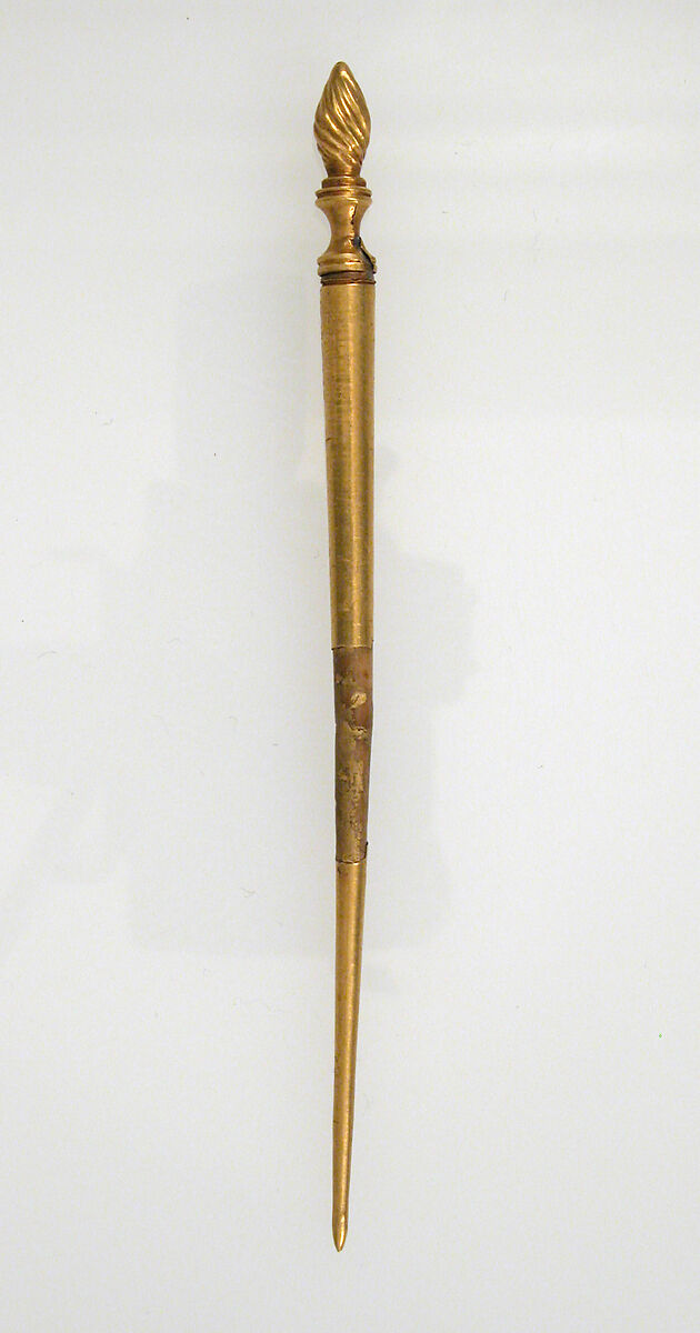 Hairpin, Gold plate over wood core, Frankish 