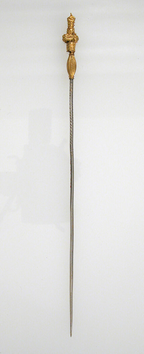 Hairpin with Decorated Gold Bead Finial, Silver with gold head, Frankish 