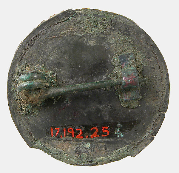 Disk Brooch, Gold, wire, glass, paste, copper alloy core, cabochon, European