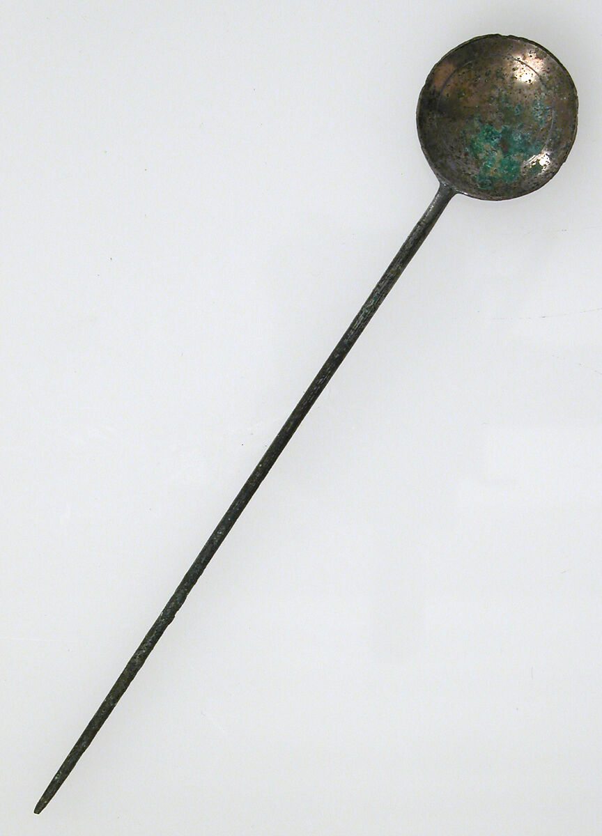 Spoon, Copper alloy, silvered, Late Roman 