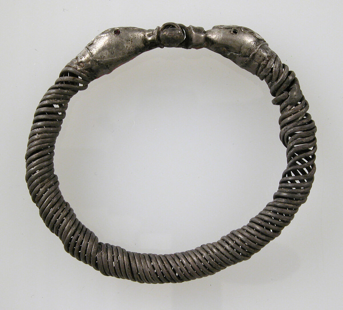 Bracelet, Silver, garnet or glass paste eyes, Roman