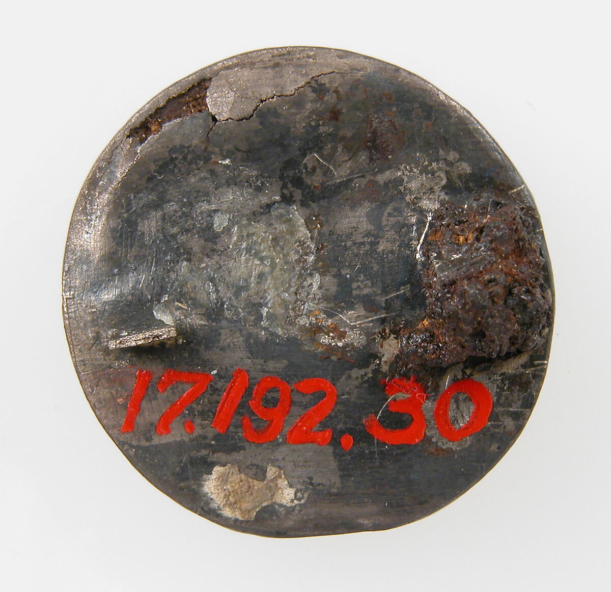 Disk Brooch, Gilded silver, paste, gold leaf, and remnant of iron pin, Frankish