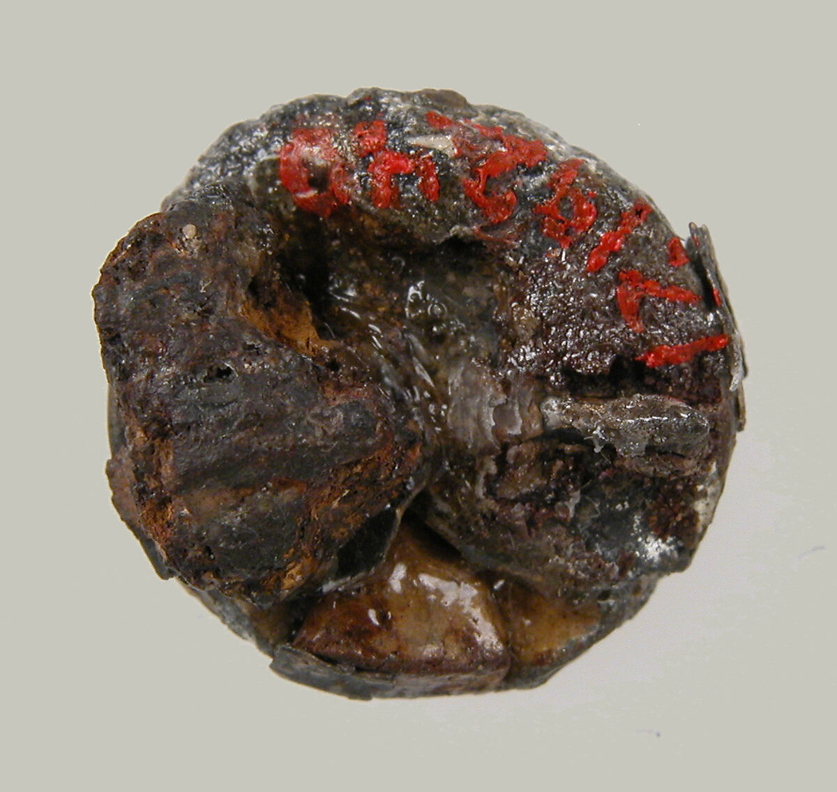 Disk Brooch, Silver, glass paste, remnant of iron pin, metal foil, Frankish