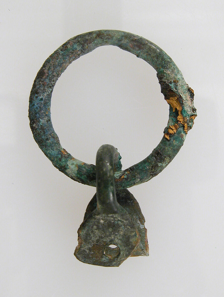 Dagger, Iron (dagger), copper alloy (ring), silver, Late Roman