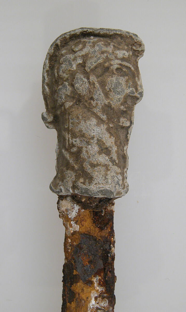 Dagger, Iron, copper alloy, silver, Late Roman