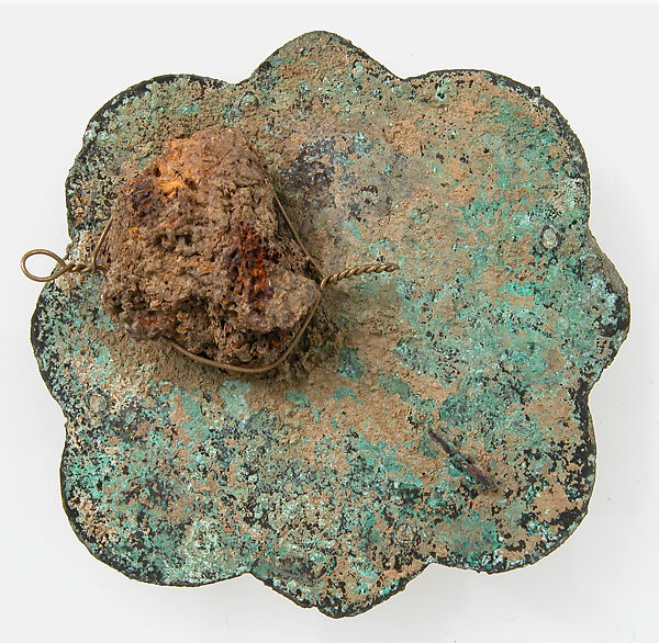 Disk Brooch, Copper alloy, with gold, glass paste, iron pin, European