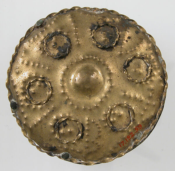 Disk Brooch, Copper alloy, with brass (?), Frankish 