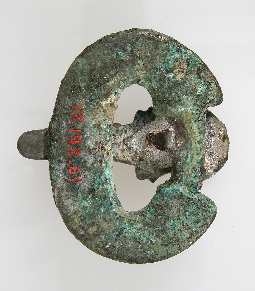 Buckle, Silvered copper alloy, glass paste, Frankish