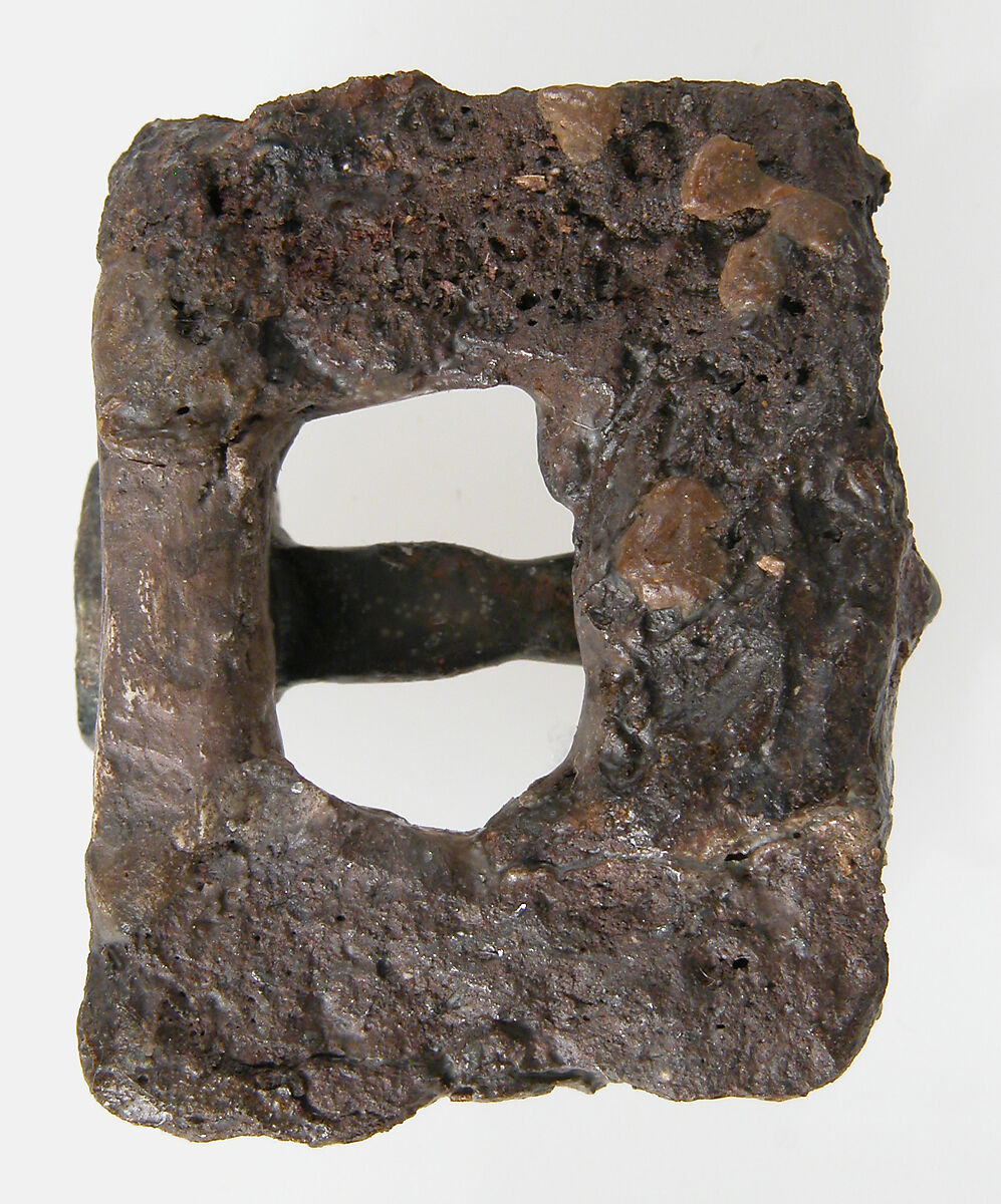 Flat Rectangular Buckle, Gilded copper alloy with garnets, Frankish