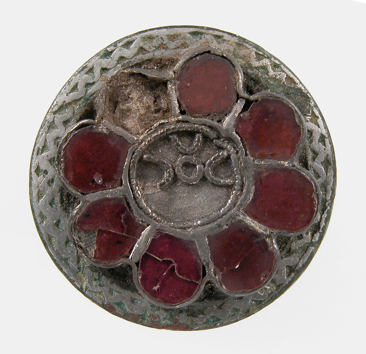 Disk Brooch, Silver, garnet, Frankish 