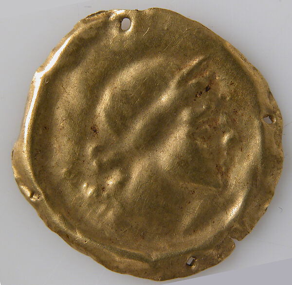 Bracteate with Profile of Head Facing Right, Gold, European 