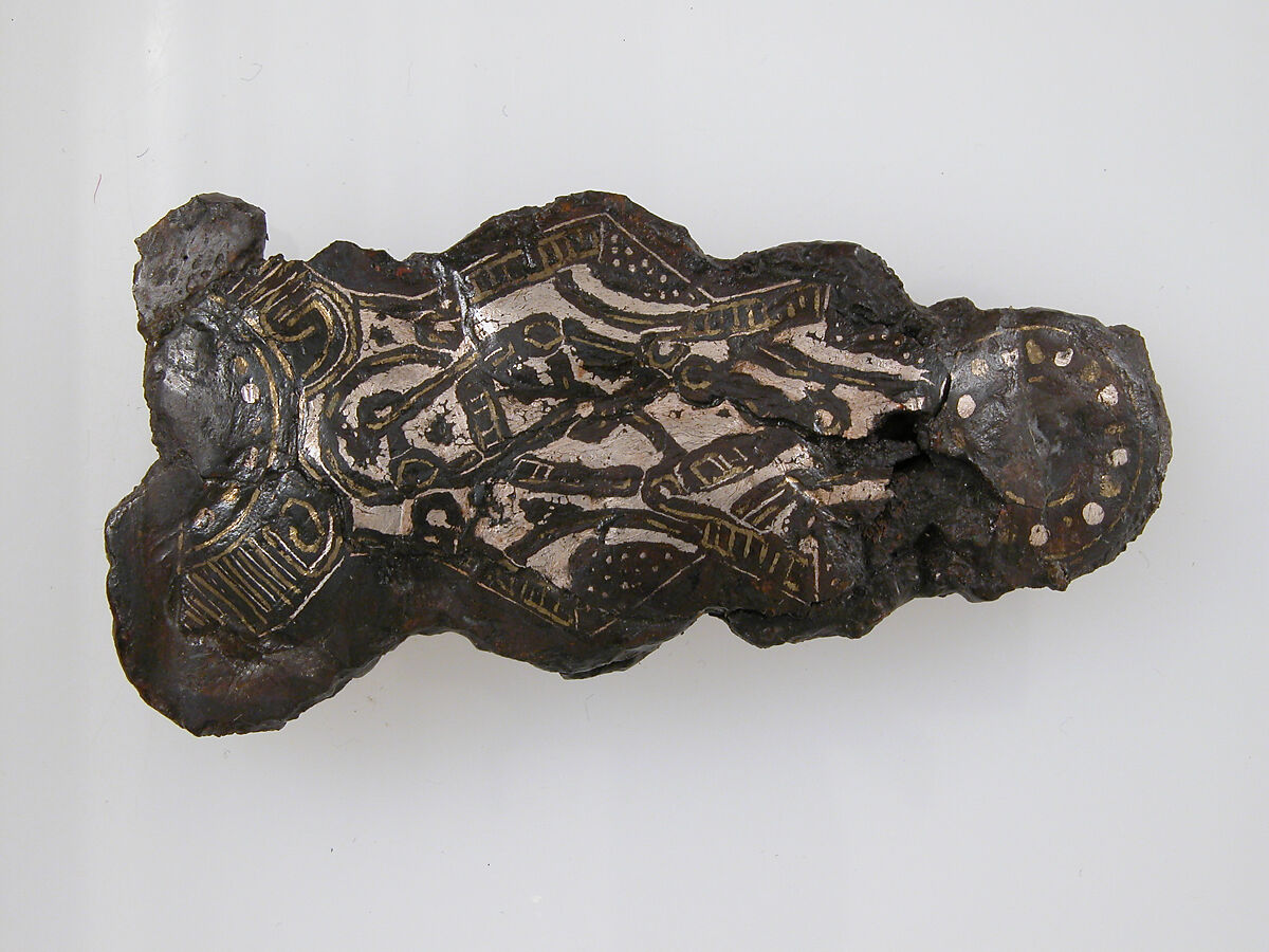 Belt Plates, Iron, silver inlay, brass inlay, Frankish