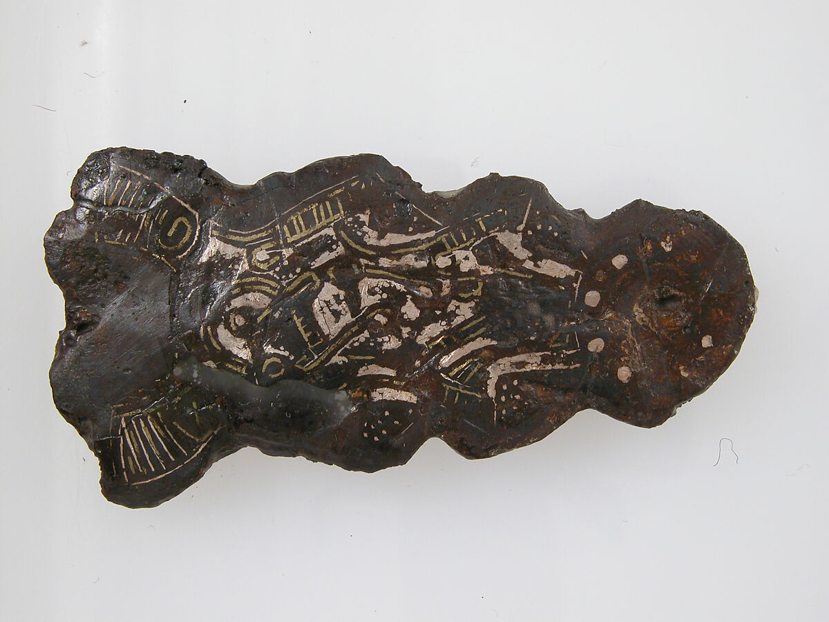 Belt Plates, Iron, silver inlay, brass inlay, Frankish