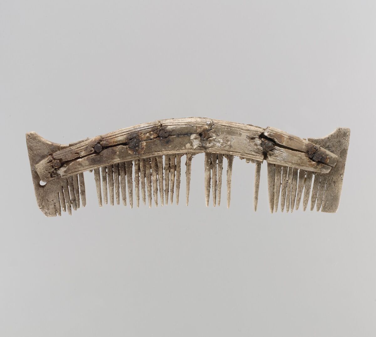 Comb, Bone, iron pins, Frankish 