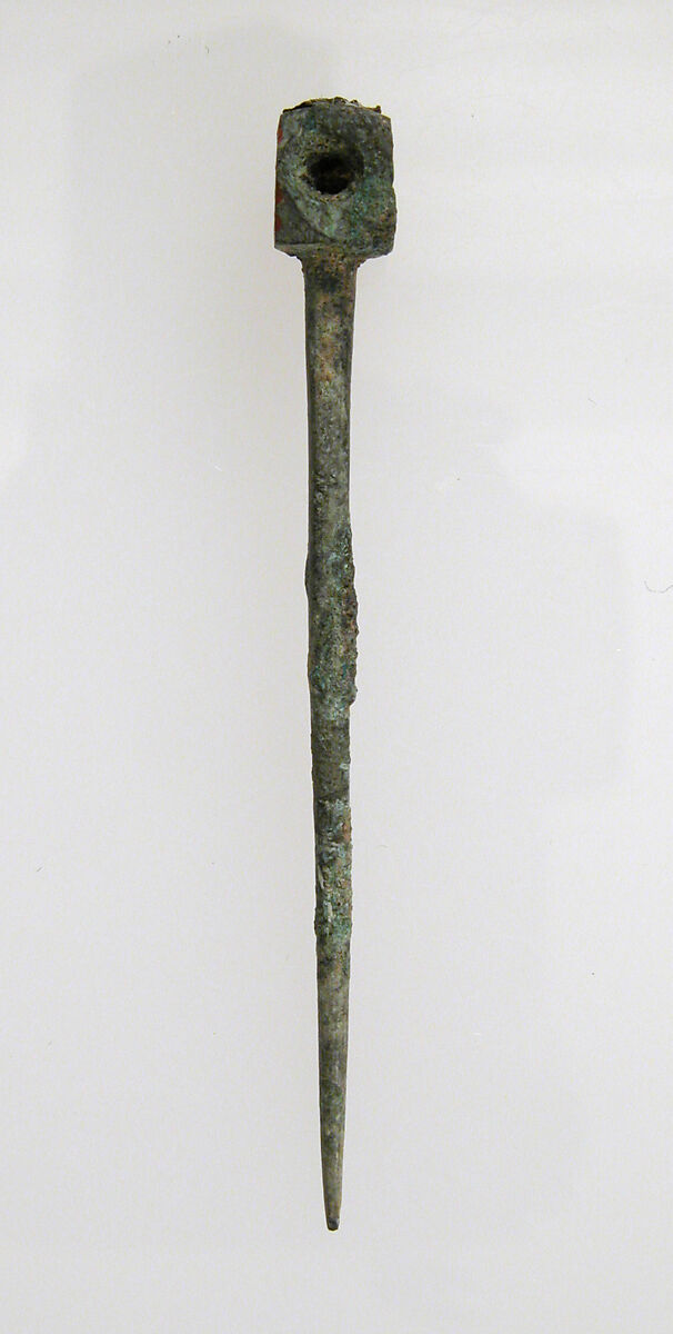 Hairpin, Gilded bronze, Frankish