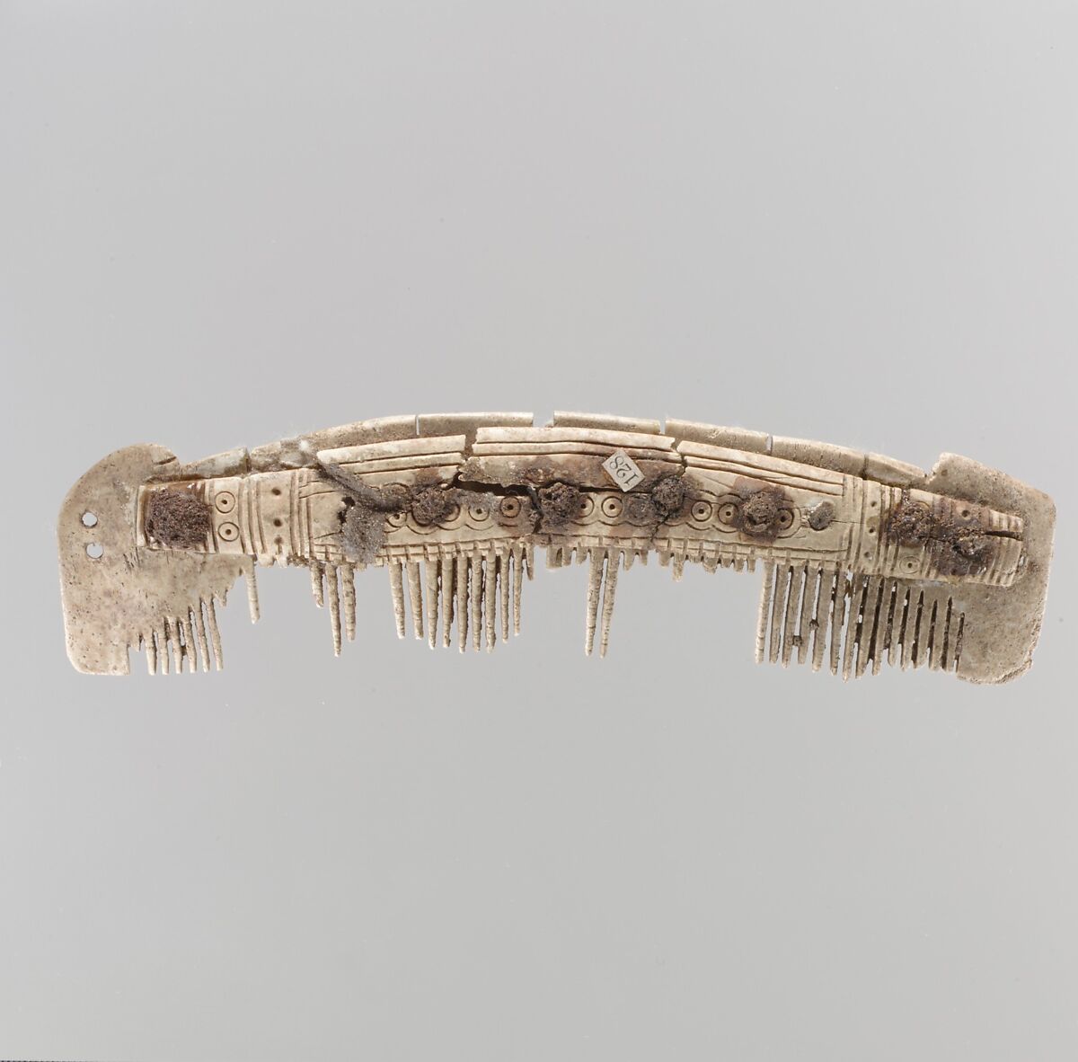 One Edged Comb, Bone, iron pins, Frankish 