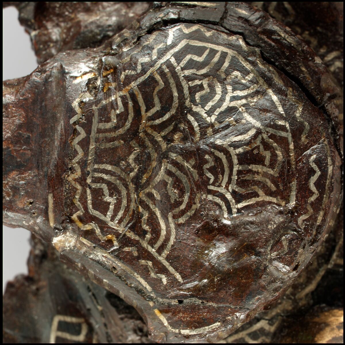 Belt Buckle, Iron with silver inlay and copper alloy rivets, Frankish