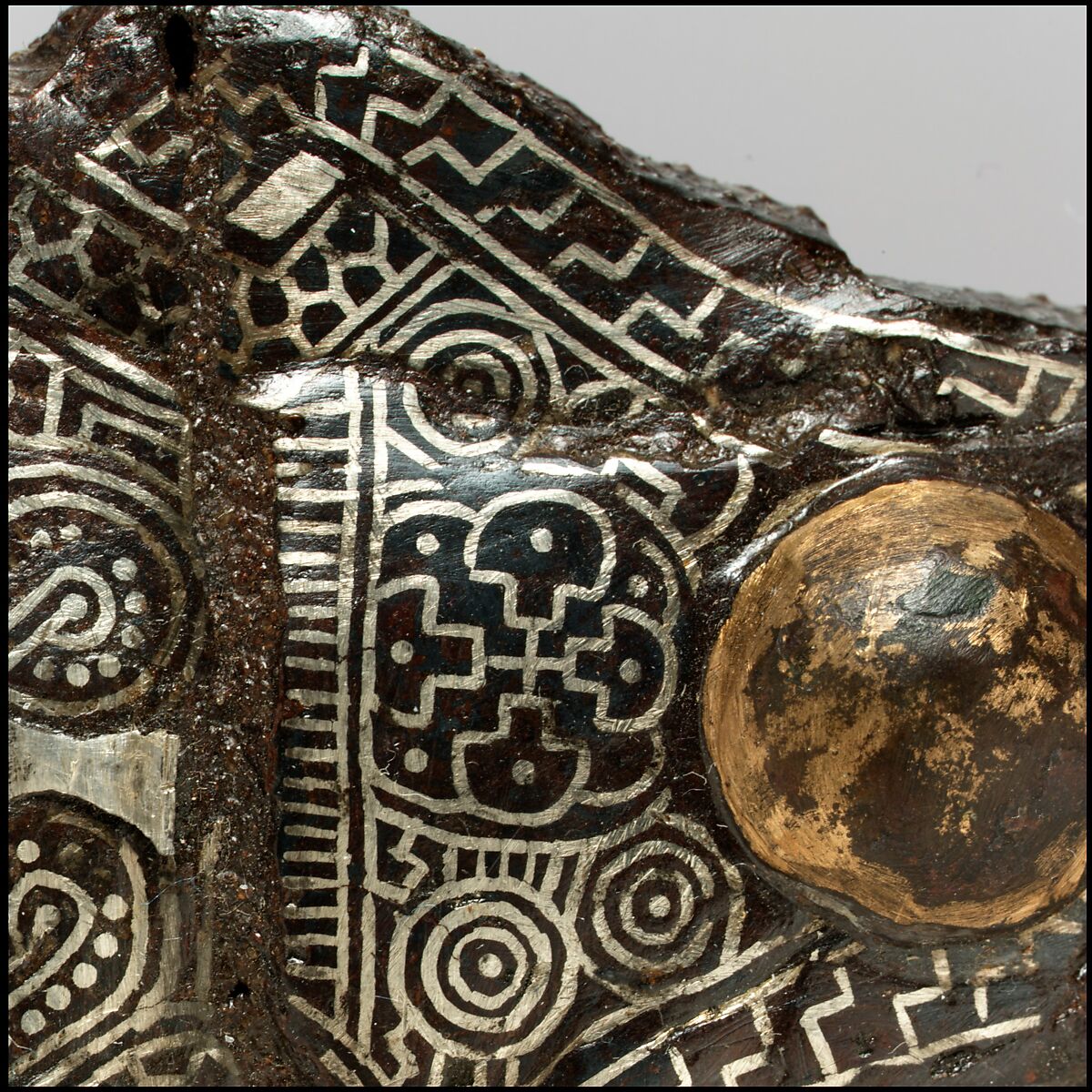 Belt Buckle, Iron with silver inlay and copper alloy rivets, Frankish