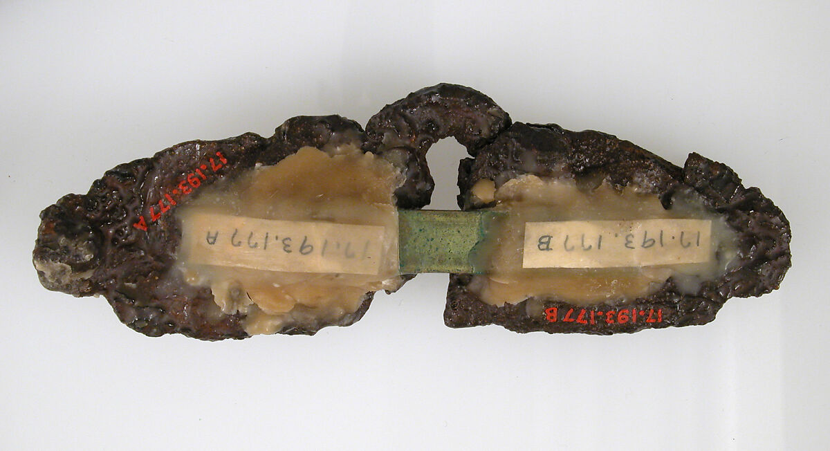 Belt Buckle and Counter Plate, Iron, silver inlay, Frankish