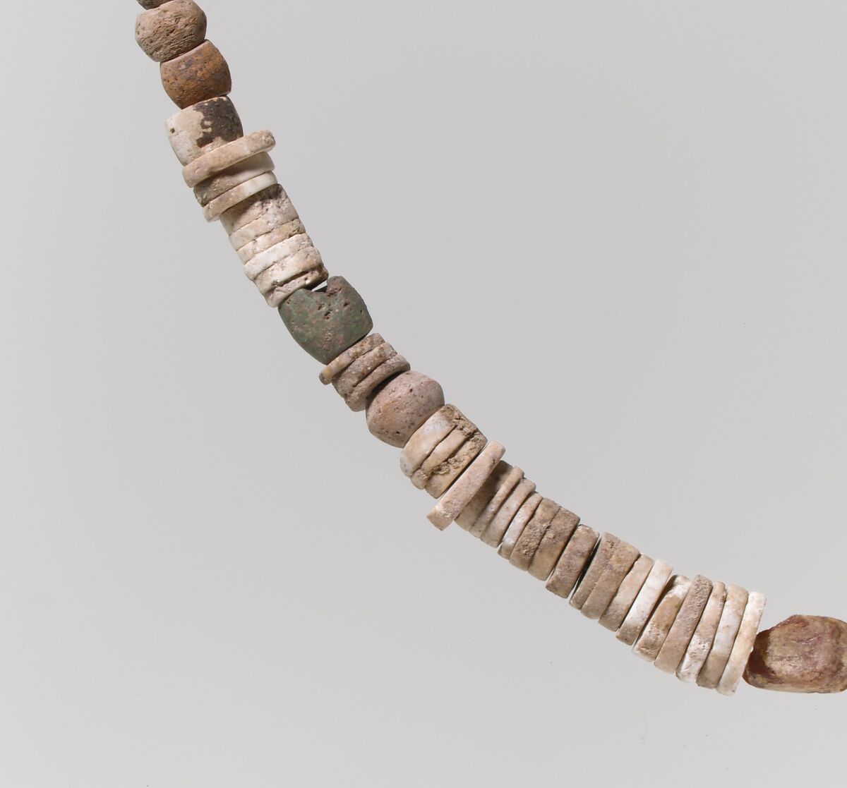 Beads from a Necklace, Glass, amber, shell, Frankish