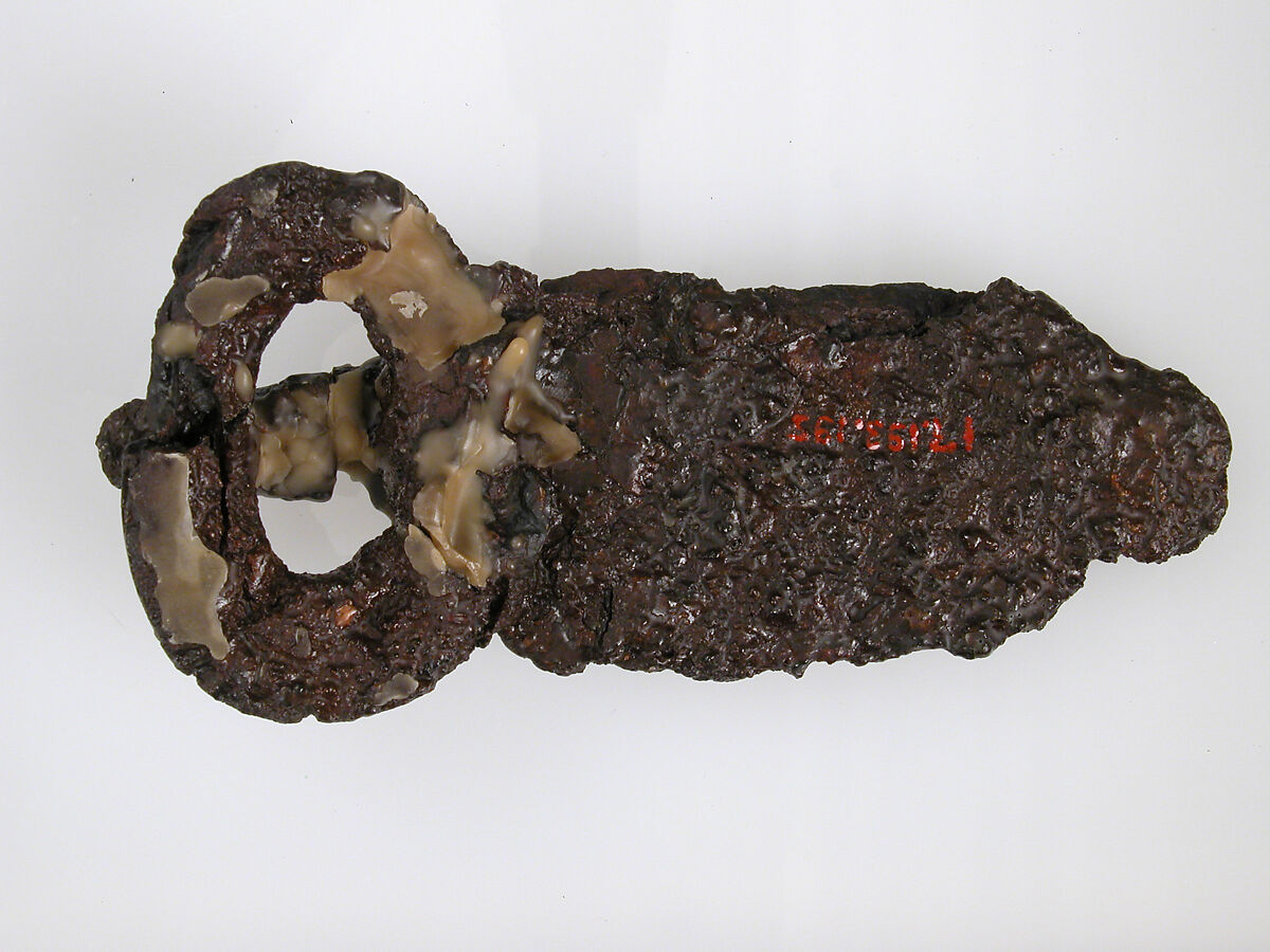 Belt Buckle, Iron, silver and brass inlay, Frankish