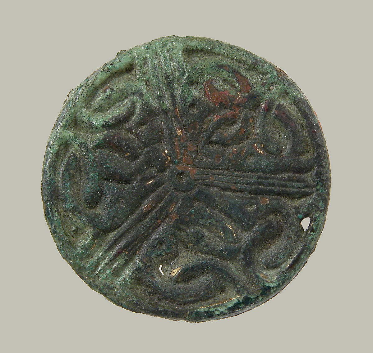 Disk Brooch, Copper alloy, traces of gilding, Frankish 