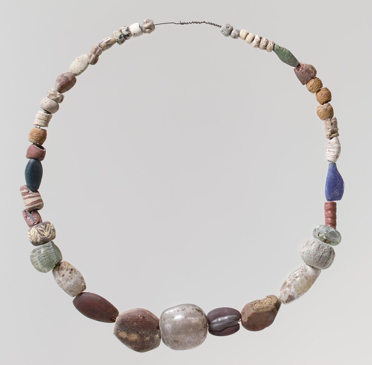 Beaded Necklace, Glass, agate, shell, glazed earthenware (faience), Frankish 