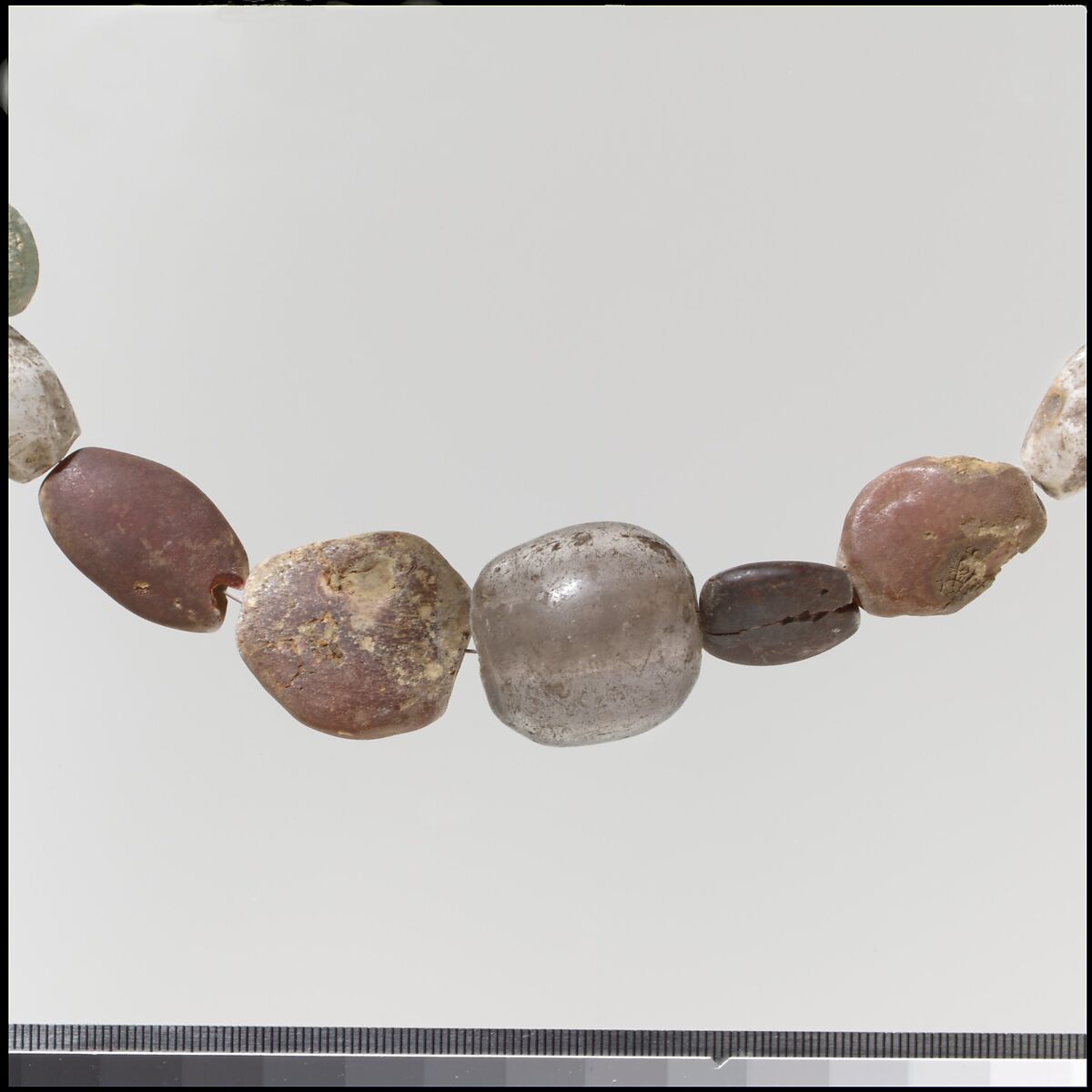 Beaded Necklace, Glass, agate, shell, glazed earthenware (faience), Frankish