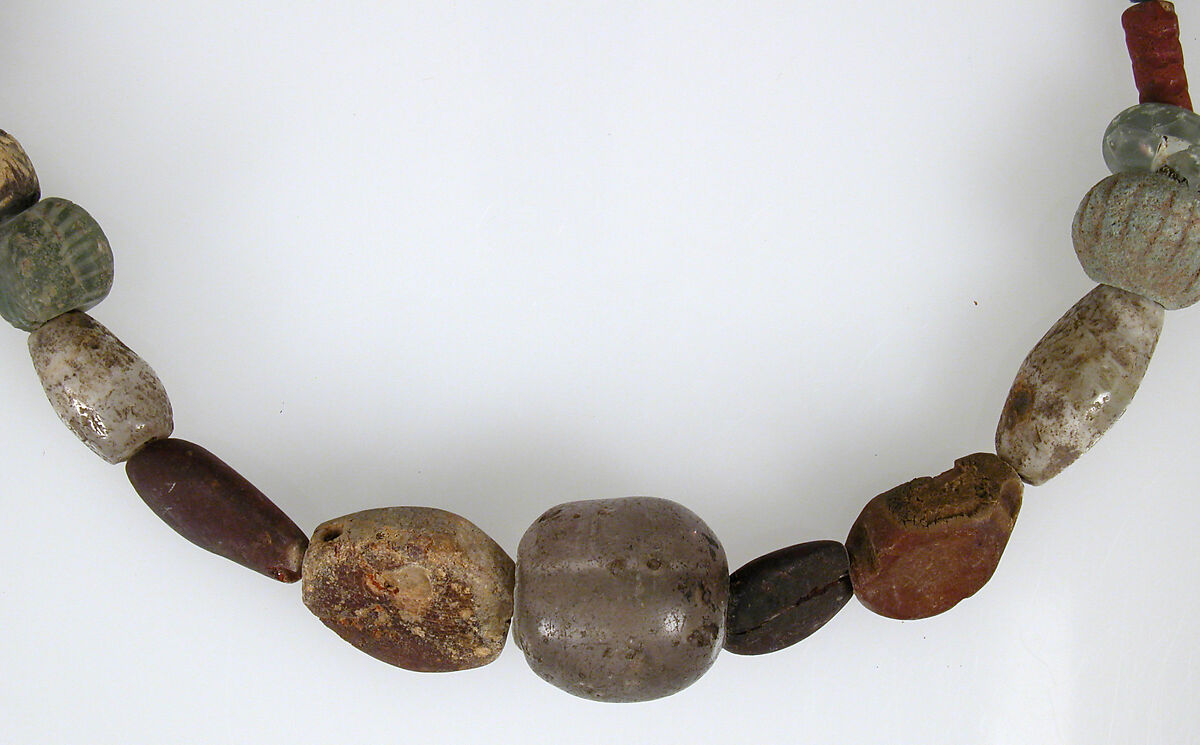 Beaded Necklace, Glass, agate, shell, glazed earthenware (faience), Frankish