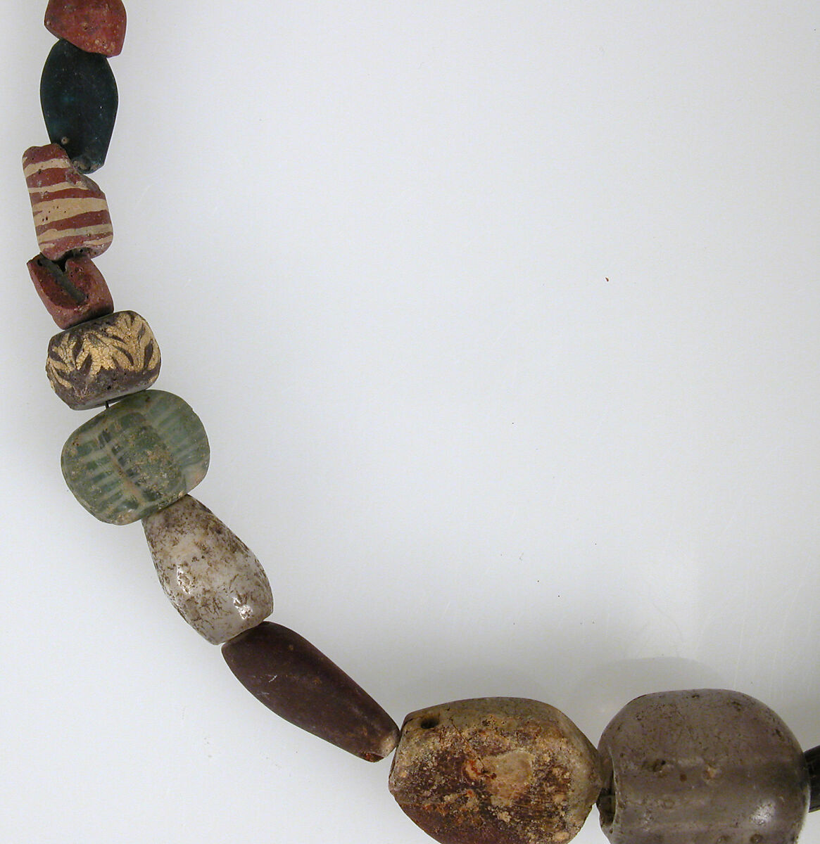 Beaded Necklace, Glass, agate, shell, glazed earthenware (faience), Frankish