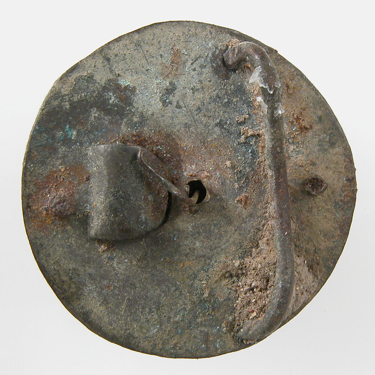 Disk Brooch, Copper alloy, glass paste? cabochon, Frankish or Carolingian