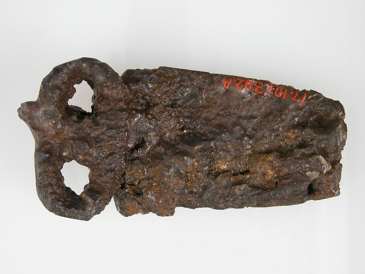 Belt Buckle, Iron, traces of silver and brass inlay, Frankish